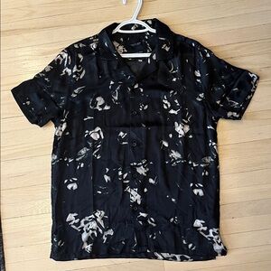 Elegant Black/Tan Floral Men's Casual Shirt